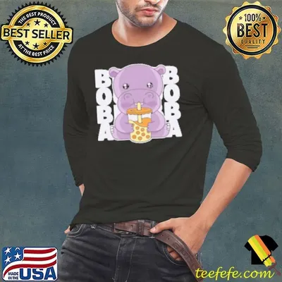 Kawaii Hippo Boba Tea Shirt