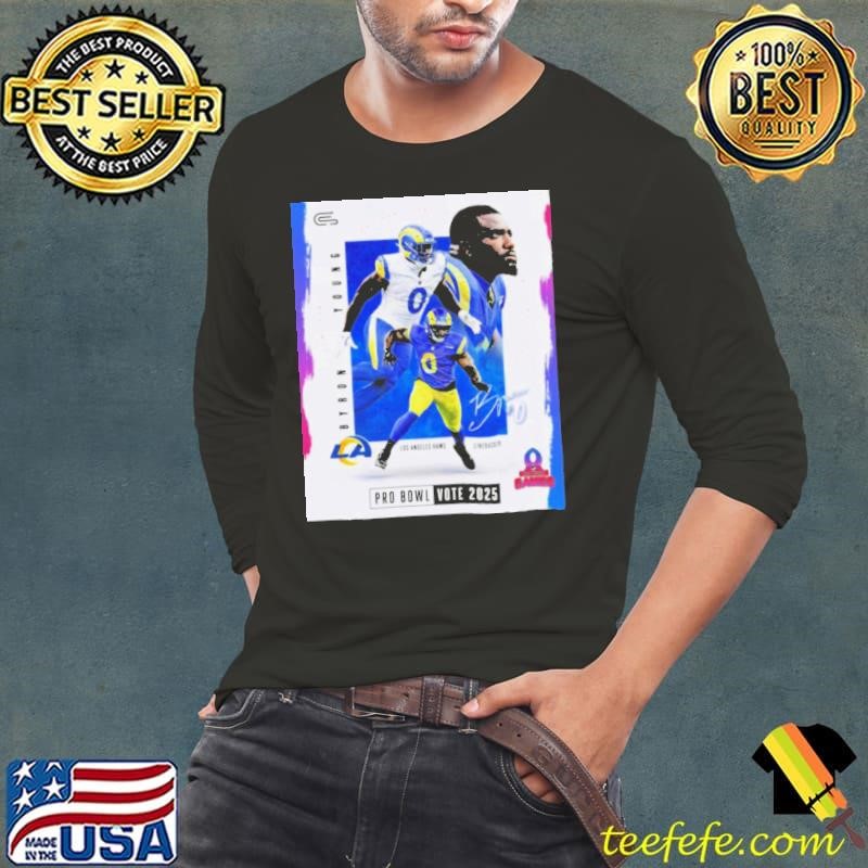 Los Angeles Rams Byron Young Linebacker Pro Bowl Vote 2025 Signature Poster Long Sleeve Tee