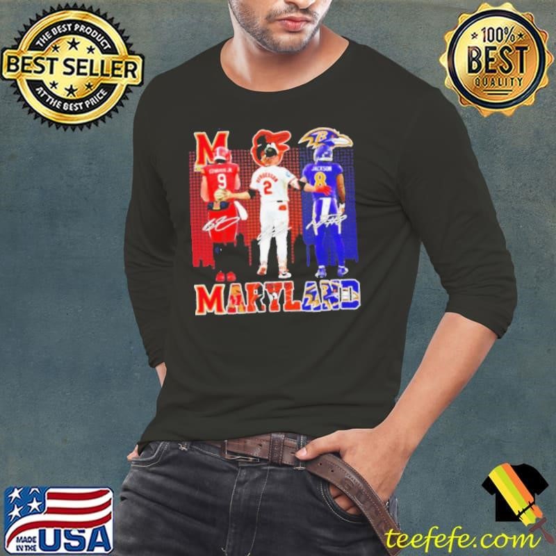Maryland Terrapins Edwards Jr x Orioles Henderson x Ravens Jackson skyline Long Sleeve Tee