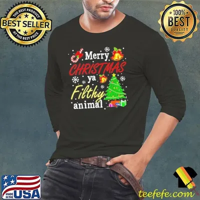 Merry Christmas Animal Filthy Ya Funny Xmas Shirt