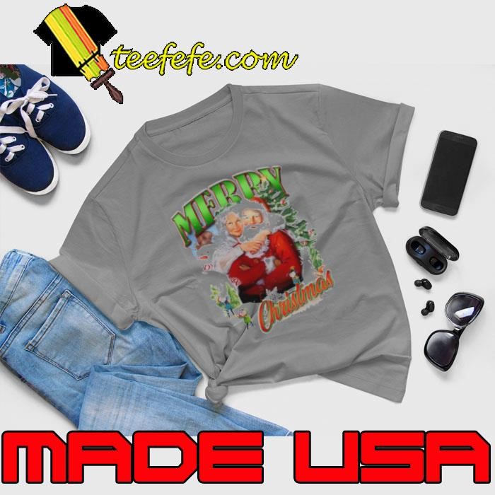 Merry Christmas Santa Claus and Wife Christmas tree snow vintage Unisex