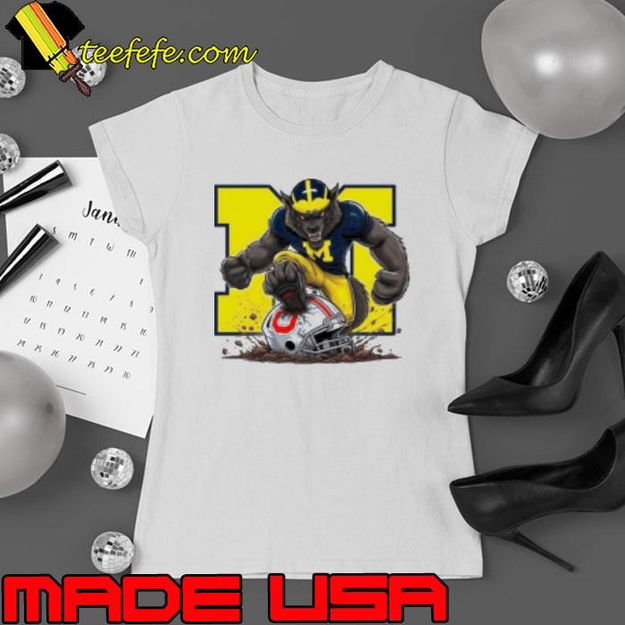 Michigan football step on Ohio State Buckeyes football helmet Xmas Ladies tee