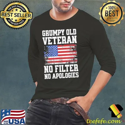 Military Veteran Funny American Flag Grumpy Old Vet Shirt