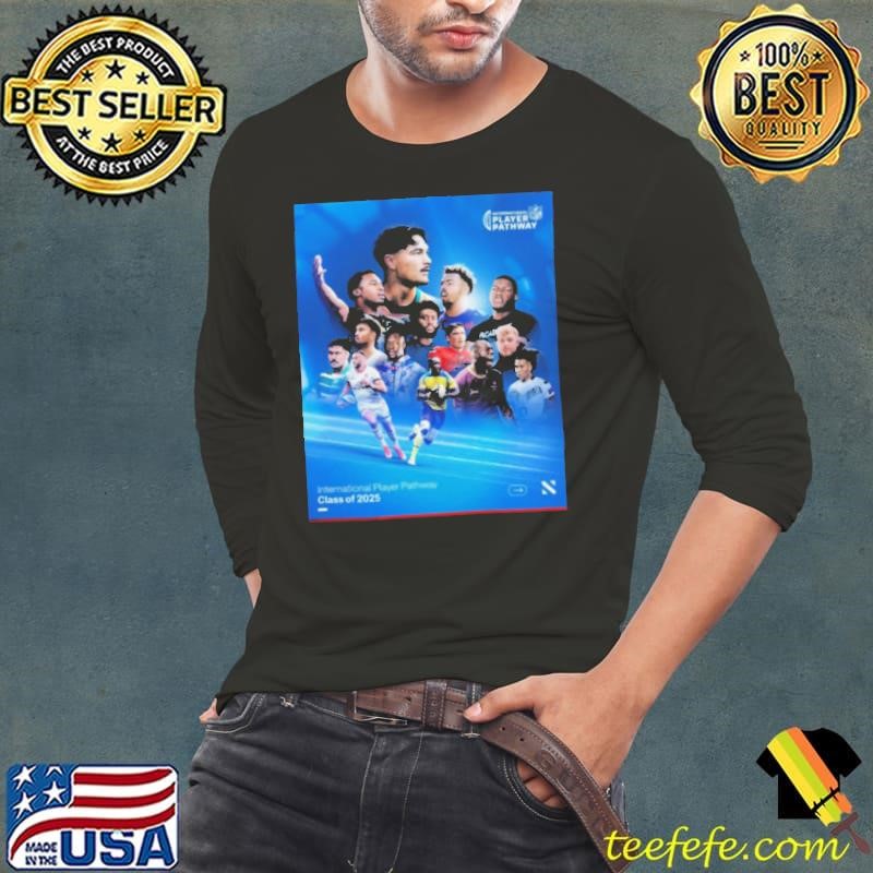 NFL International Player Pathway Class Of 2025 Featuring 14 Athletes Representing 13 Nations Poster Long Sleeve Tee