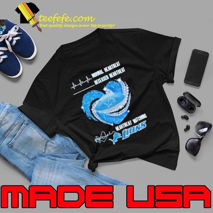 Normal Heartbeat Deceased Heartbeat Watching Detroit Lions X Heart Diamonds Unisex