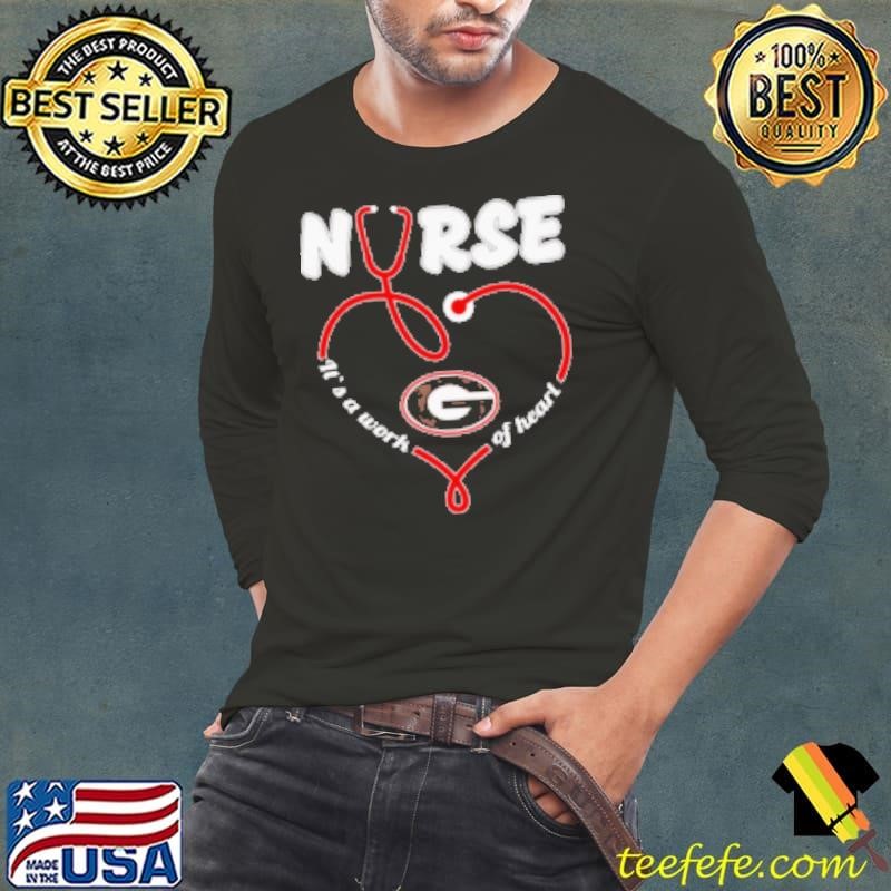 Nurse it's a work of heart Georgia Bulldogs Long Sleeve Tee