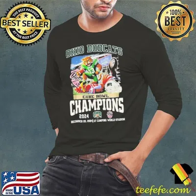 Ohio Bobcats Cure Bowl Champions 2024 Mascot  Shirts