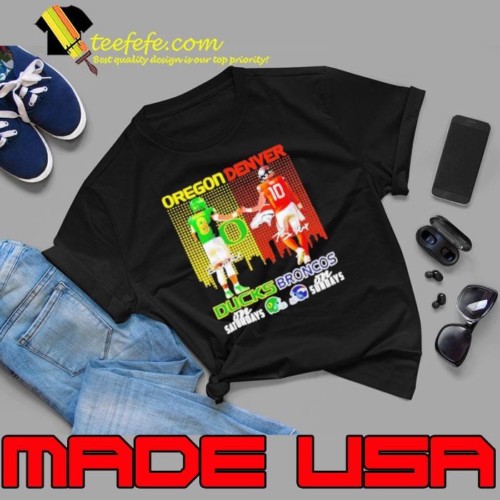 Oregon Ducks on saturdays and Denver Broncos on sunday city skyline Unisex