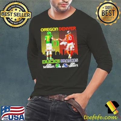 Oregon Ducks on saturdays and Denver Broncos on sunday city skyline signature shirt