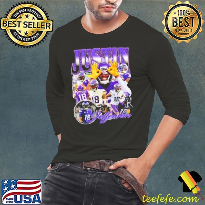 Retro Justin Jefferson Tee Design 90S Graphic Vikings Shirt