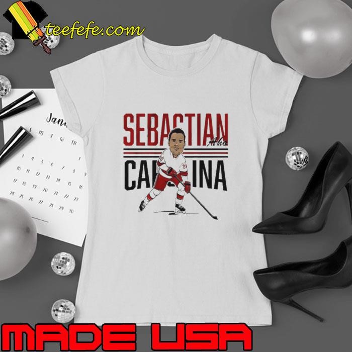 Sebastian Aho Carolina Hurricanes center ice caricature Ladies tee