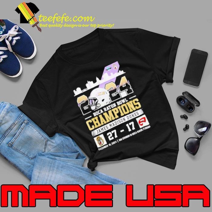 Skyline 2024 Boca Raton Bowl Champions James Madison Dukes score shirt