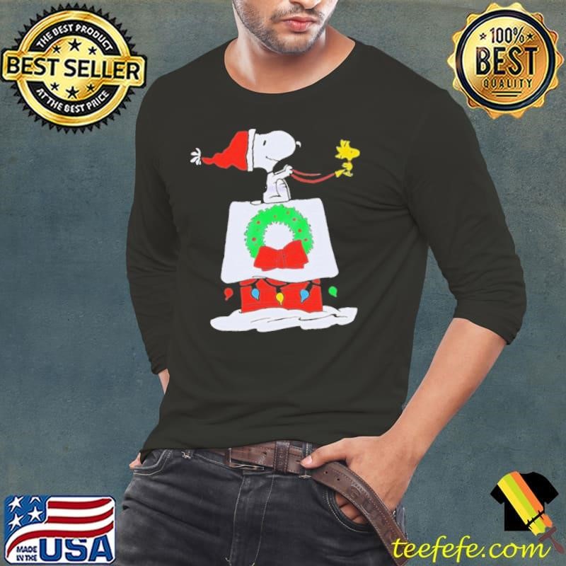 Snoopy Woodstock Wreath Dog House Pull Over Christmas shirt