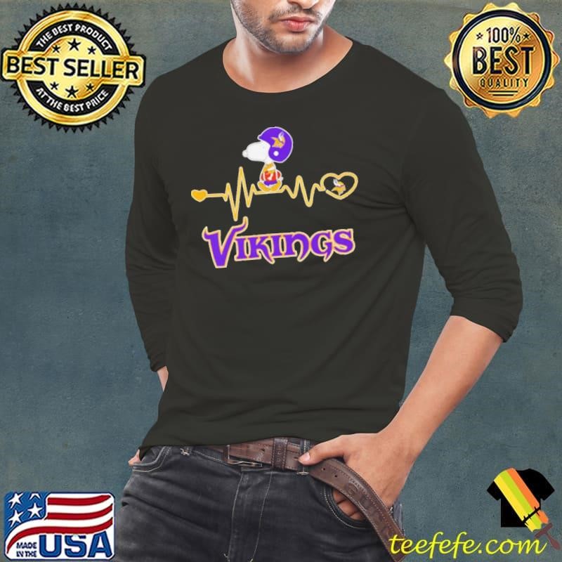 Snoopy walking on heartbeat Minnesota Vikings football shirt