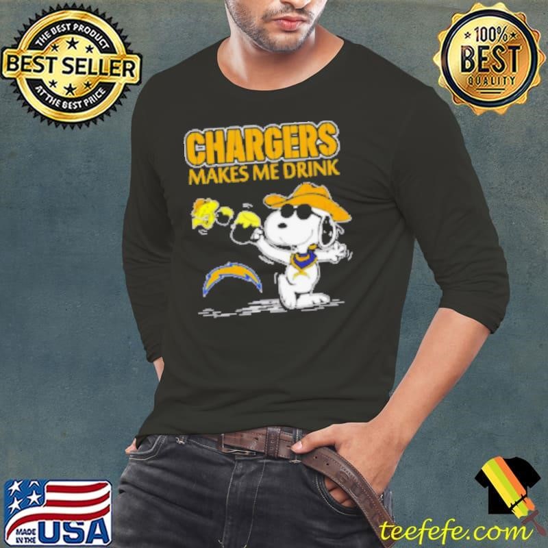 Snoopy x Woodstock Los Angeles Chargers make me drinks Long Sleeve Tee