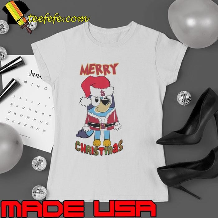 St Louis Cardinals Bluey Merry Christmas 2024 Ladies tee
