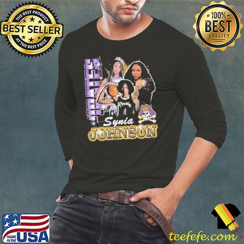 Synia Johnson East Carolina Pirates 90s Graphic Signature Long Sleeve Tee
