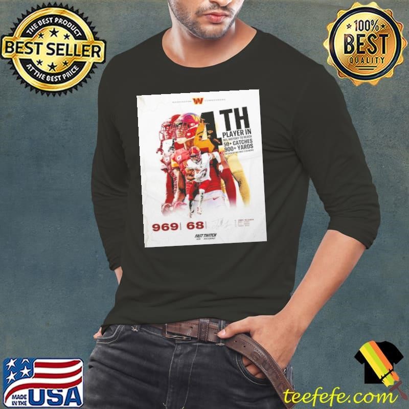 Terry McLaurin Washington Commanders 4th Player In NFL History To Reach 969 Yards, 68 Catches Signature Poster Long Sleeve Tee