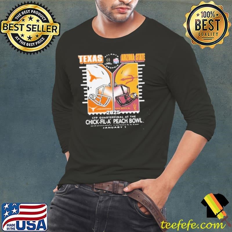 Texas Longhorns Vs Arizona State Sun Devils 2024 CFP Quarter Final Bound Peach Bowl Jan 1 Long Sleeve Tee