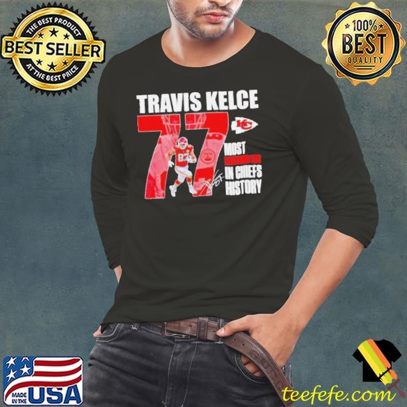 Travis Kelce Chiefs most receiving TDS in Chiefs history signature shirt