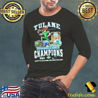 Tulane Green Wave Gasparilla Bowl Champions 2024 Waving Mascot Shirt
