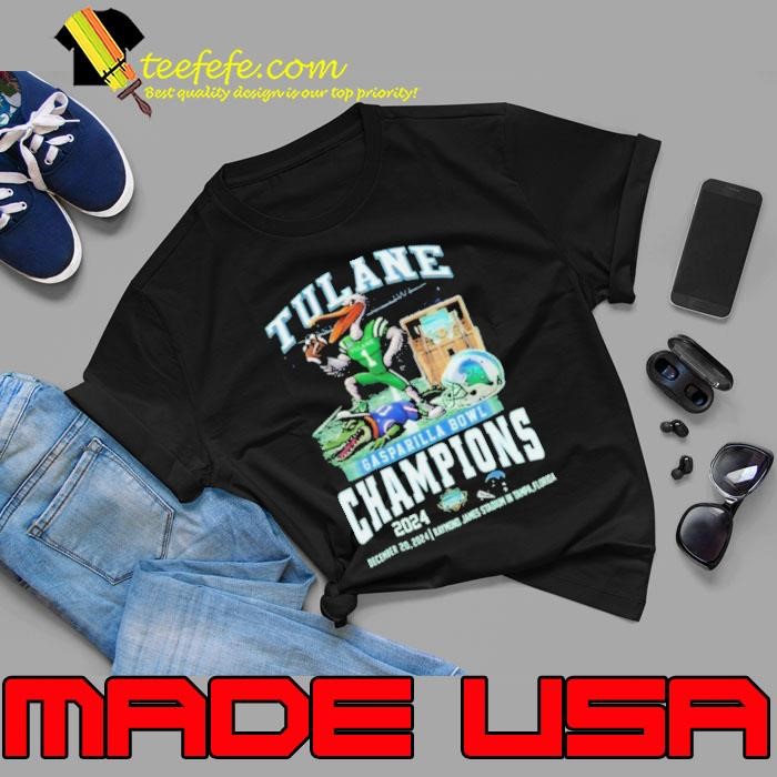 Tulane Green Wave Gasparilla Bowl Champions 2024 Waving Mascot Unisex