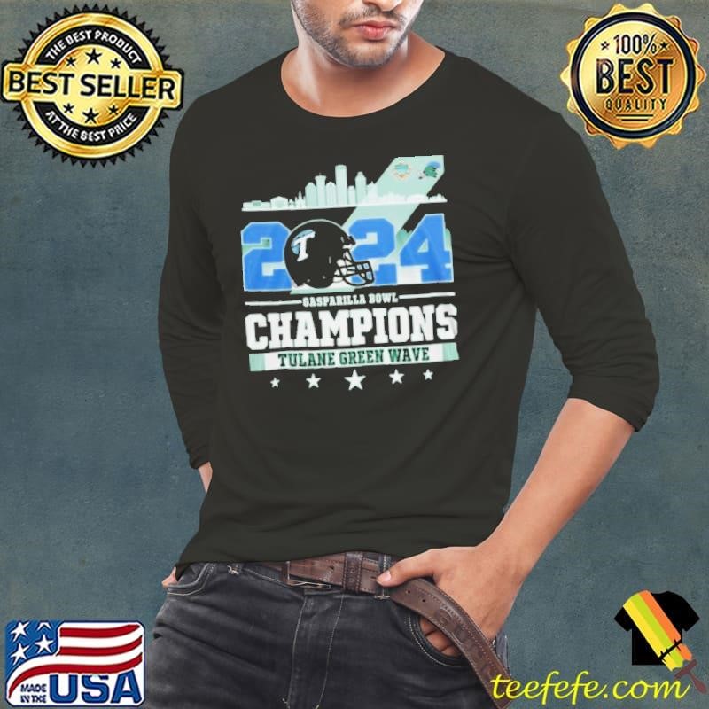 Tulane Green Wave Gasparilla Bowl Champions 2024 Waving Skyline Long Sleeve Tee