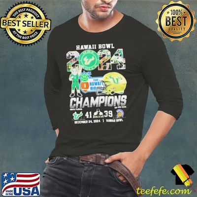 USF Bulls 2024 The Hawaii Bowl 41 39 score helmet shirt