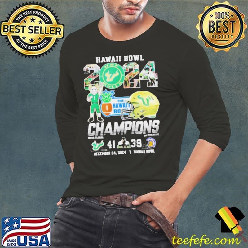 USF Bulls 2024 The Hawaii Bowl 41 39 score helmet shirt