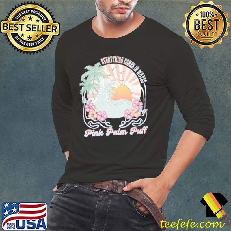 Vintage Pink Palm Summer Beach Puff Shirt