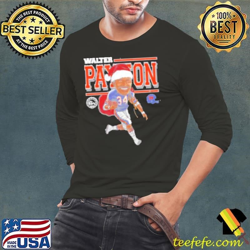 Walter Payton Chicago Bears Santa hat caricature Long Sleeve Tee