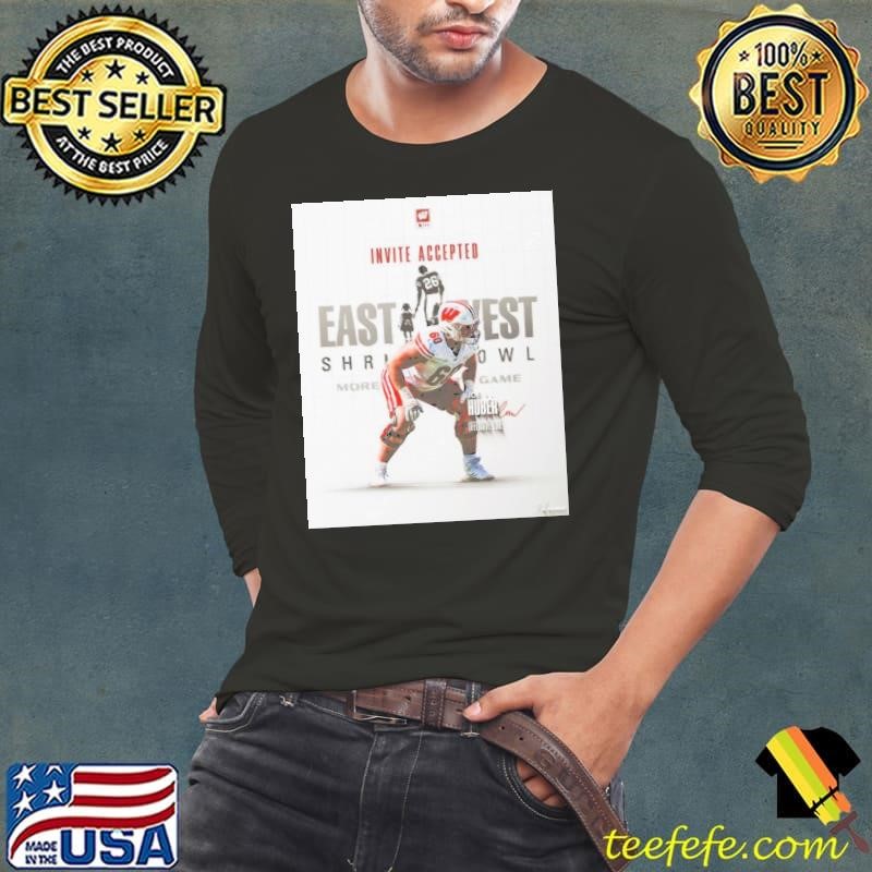 Wisconsin Badgers Invite Accepted Joe Huber 2025 East-West Shrine Bowl Signature Poster Long Sleeve Tee