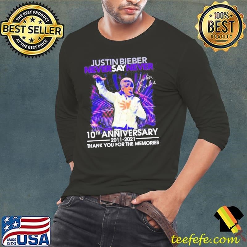 Justin Bieber never say never 10th anniversary signature Long Sleeve Tee