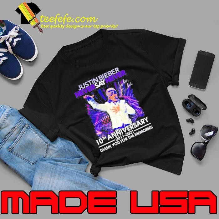 Justin Bieber never say never 10th anniversary signature Unisex