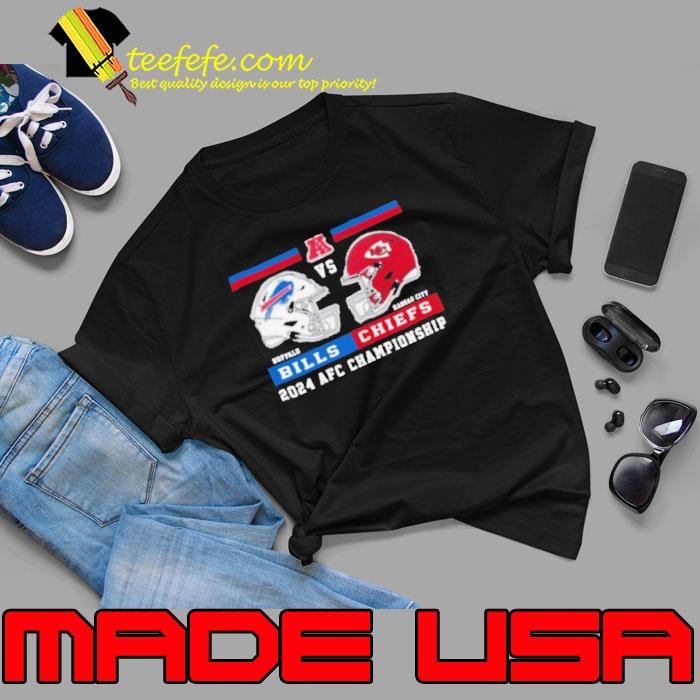 Kansas city Chiefs vs Buffalo Bills championship helmet 2024 2025 shirt