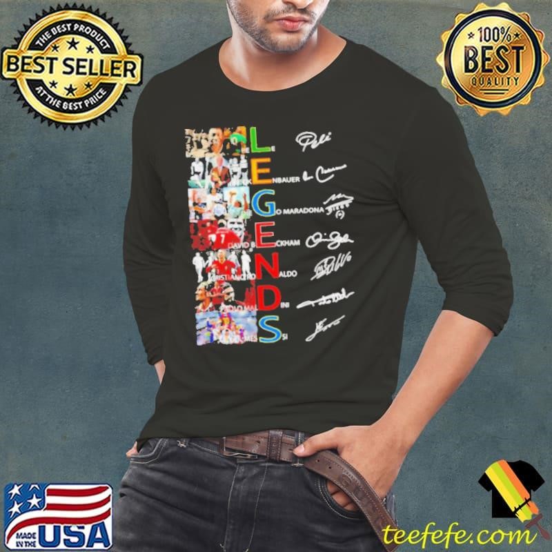 Legends Pele Beckenbauer Diego Maradona David Beckham Cristiano Ronaldo Paolo Maldini Lionel Messi Long Sleeve Tee
