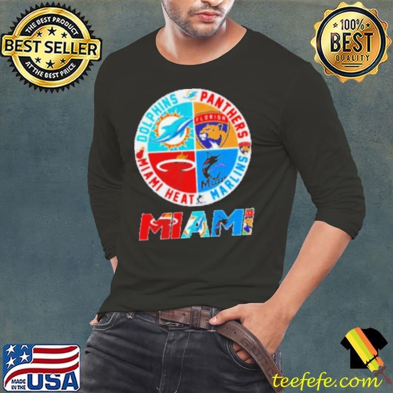 Miami Heat Marlins Panthers Hurricanes Dolphins all sports logo graphic Best Selling Long Sleeve Tee