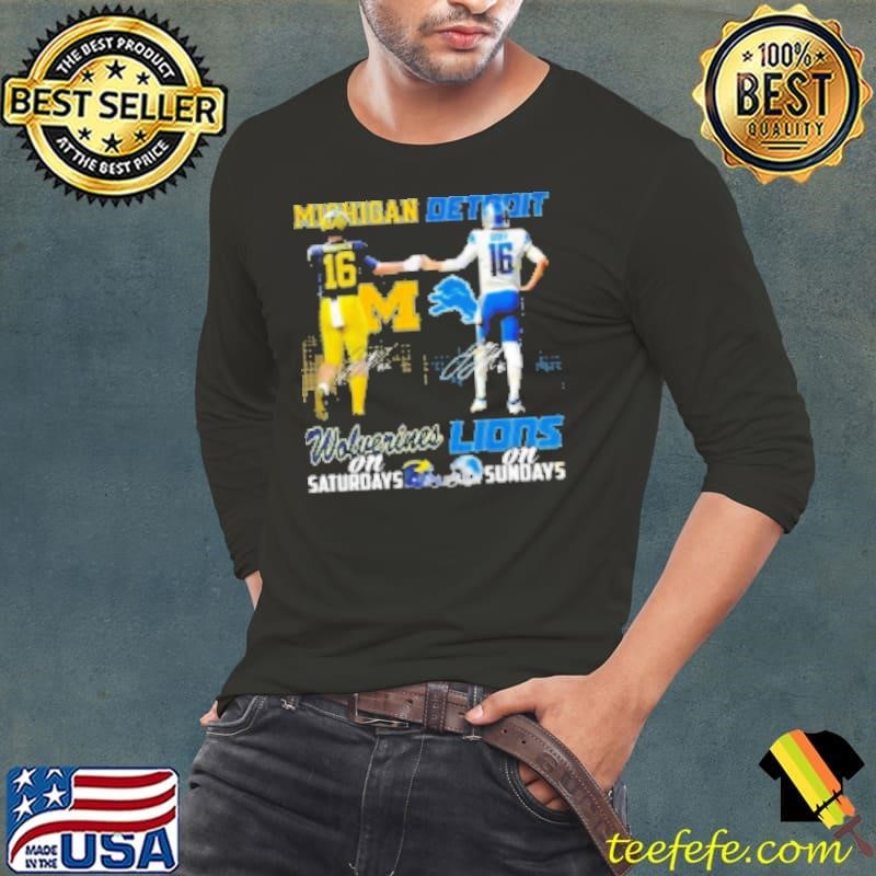 Michigan Wolverines On Saturday And Detroit Lions On Sundays Signatures Skyline Long Sleeve Tee