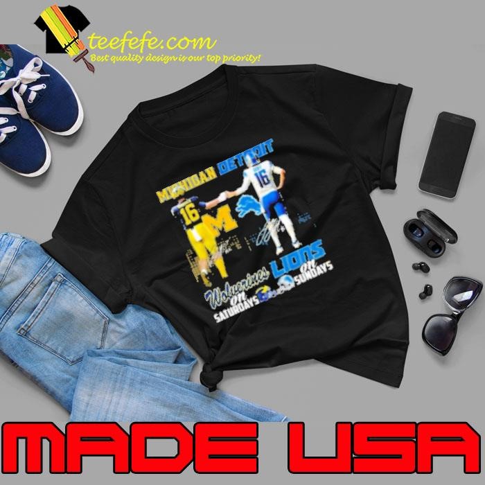 Michigan Wolverines On Saturday And Detroit Lions On Sundays Signatures Skyline Shirt