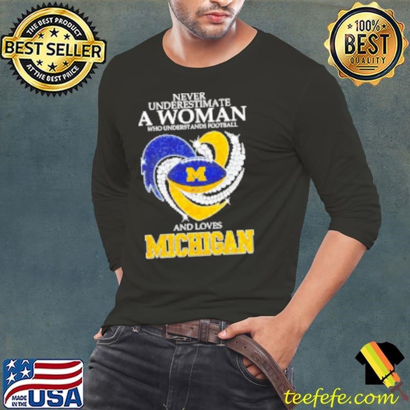 Never underestimate a woman who understands football and loves Michigan football diamond Shirt