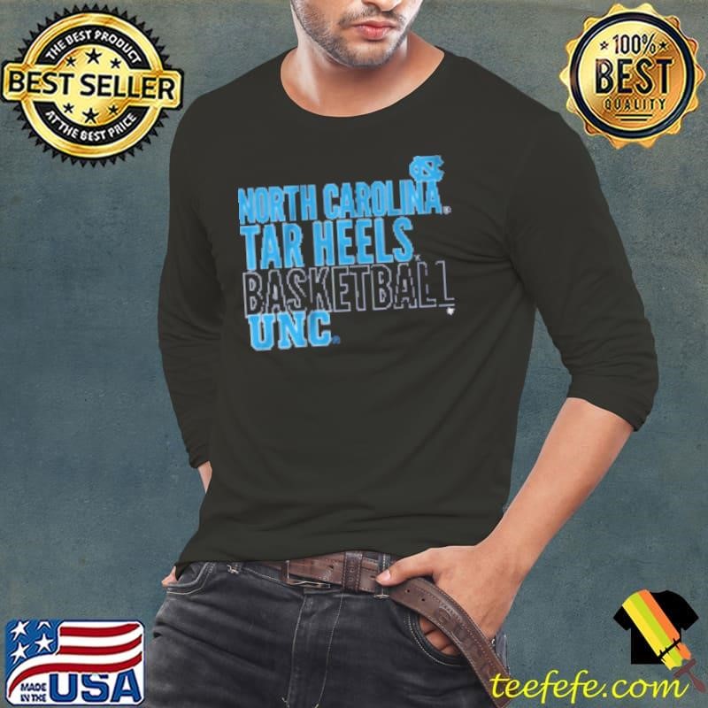North Carolina Tar Heels UNC Basketball Text Logo Overlay Long Sleeve Tee
