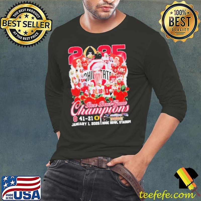 OSU Football Team 2025 Rose Bowl Game Champions 41 21 Oregon Long Sleeve Tee