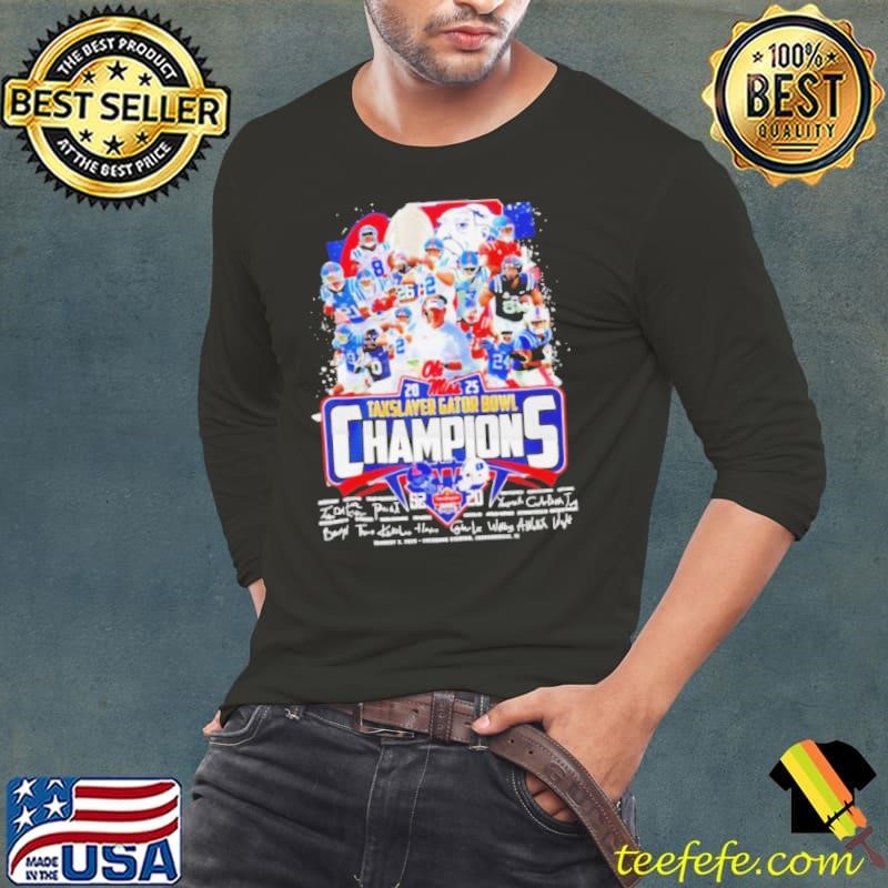 Ole Miss 2025 Taxslayer Gator Bowl Champions signatures Long Sleeve Tee