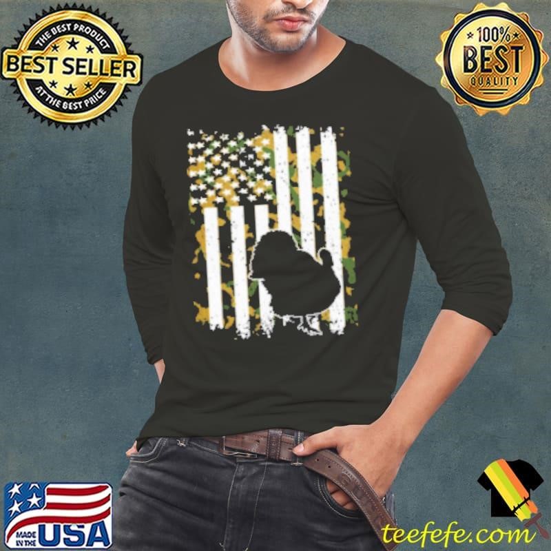 Proud Turkey Hunter American Flag Turkey Hunting Lover Pullover Long Sleeve Tee