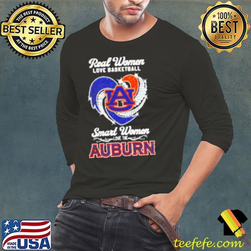 Real women love basketball smart women love the Auburn diamond heart Long Sleeve Tee