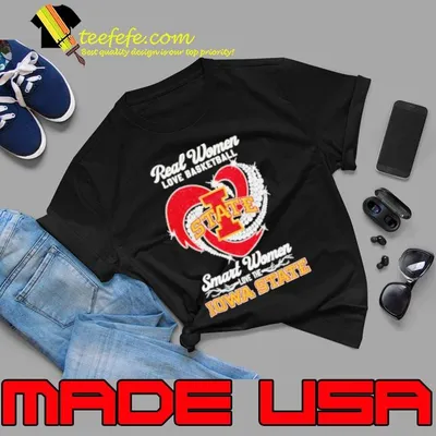 Real women love basketball smart women love the Iowa State diamond heart shirt