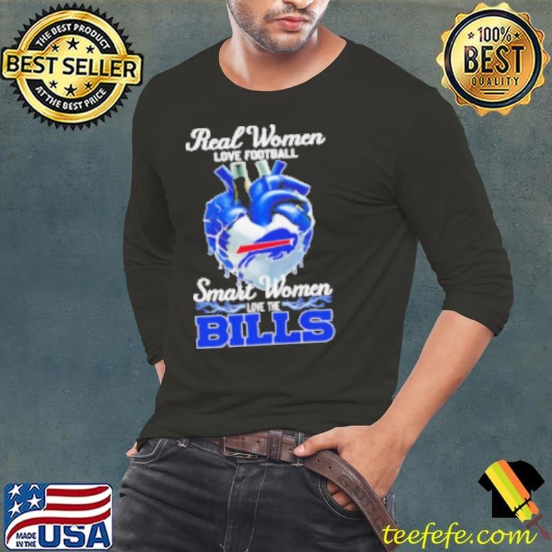 Real women love football smart women love the Bills heart Long Sleeve Tee