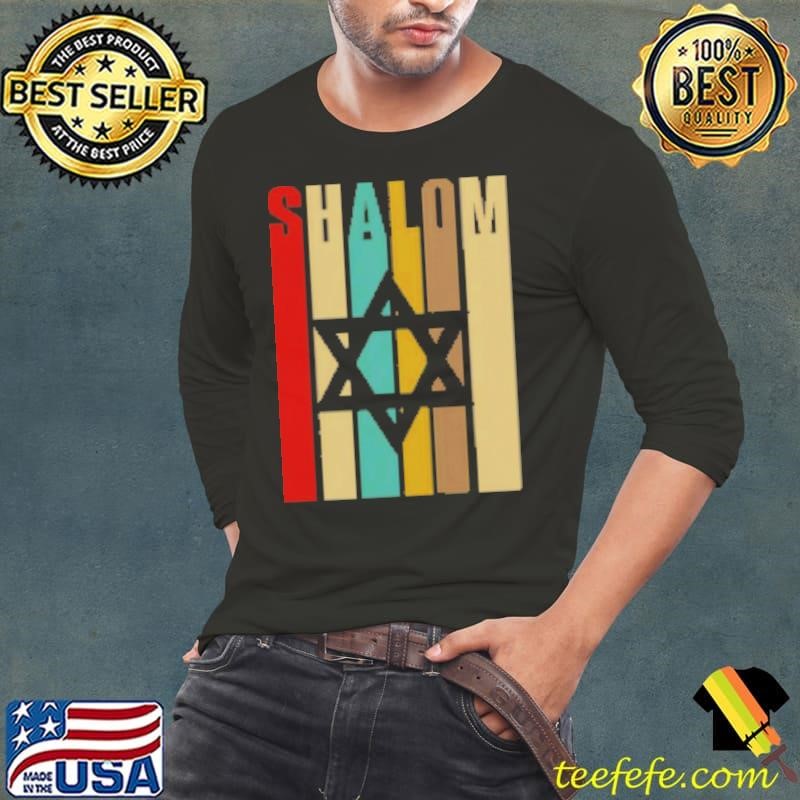 Retro Style Shalom Jewish T With Star Of David Vintage Long Sleeve Tee