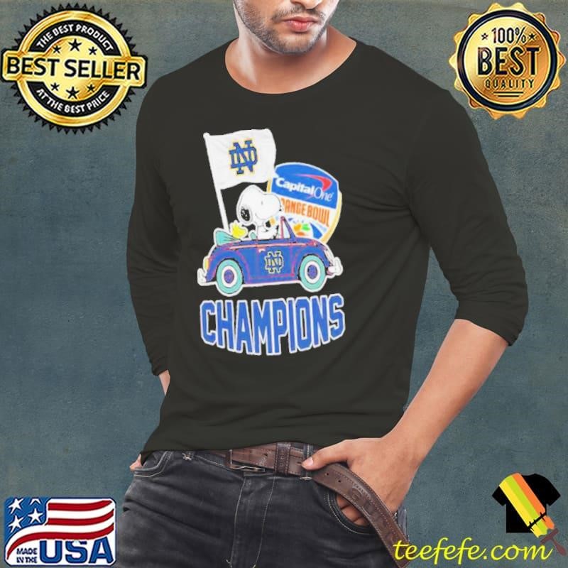 Snoopy And Woodstock Notre Dame Fighting Irish Capital One Orange Bowl Champions College Football Playoff NCAA Season 2024 2025 shirts Long Sleeve Tee