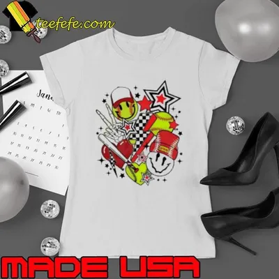 Softball smiley face retro Shirt